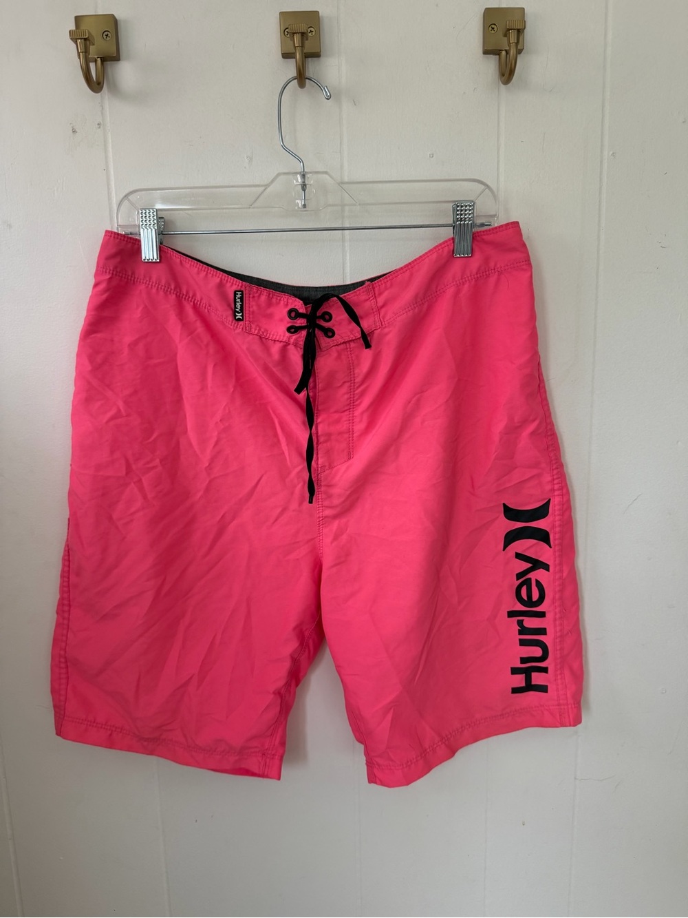 Hurley Men’s Neon Pink Board Shorts with Black Logo